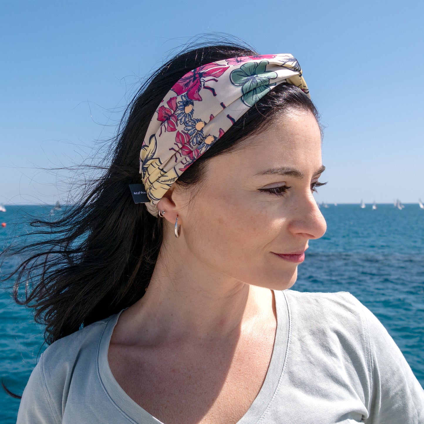 Diadema retorcida CALEIDOSCOPIO FLORAL | Beige
