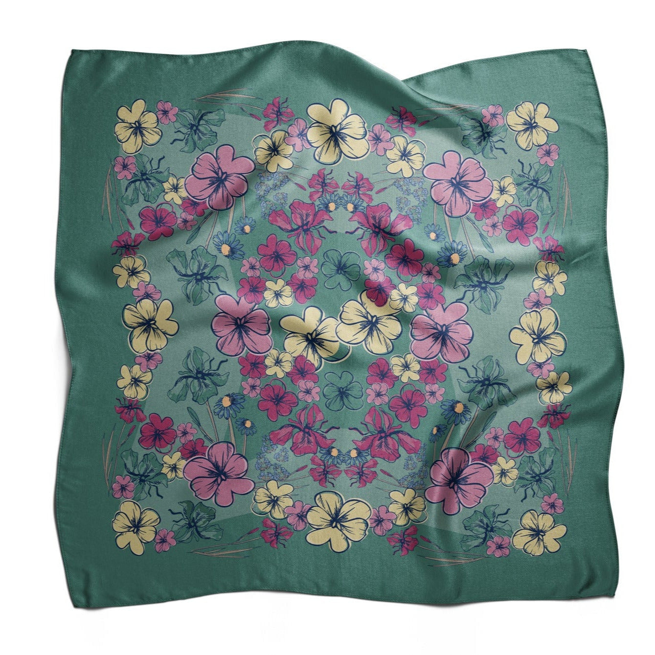 Pañuelo CALEIDOSCOPIO FLORAL | Verde